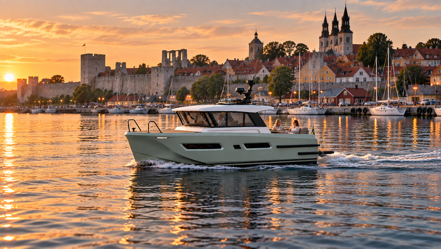 North Patrol 35 in Visby harbour at sunset